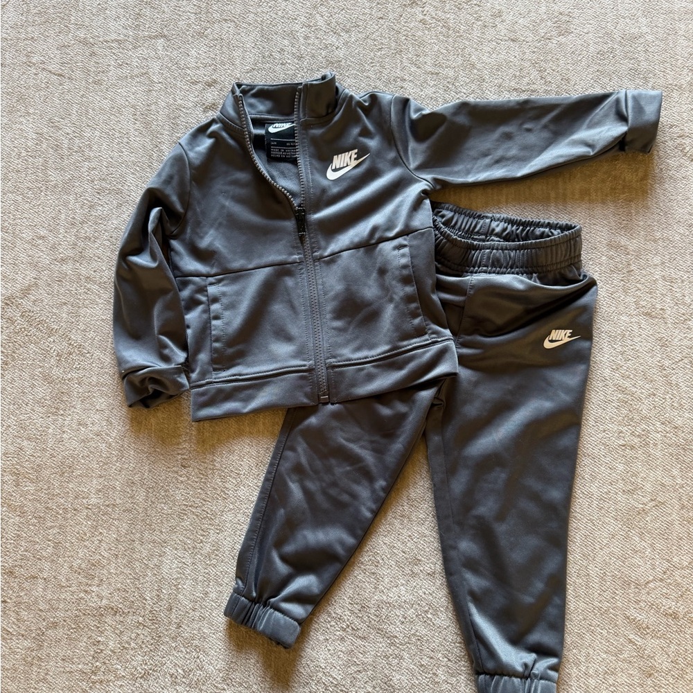 Nike Kids Charcoal Gray Jogger Set - Logo Track Sweatpants